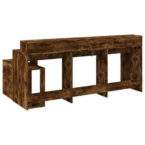 Radni stol s LED svjetlima boja hrasta 200x104x91 cm drveni - Dimljeni hrast Cijena