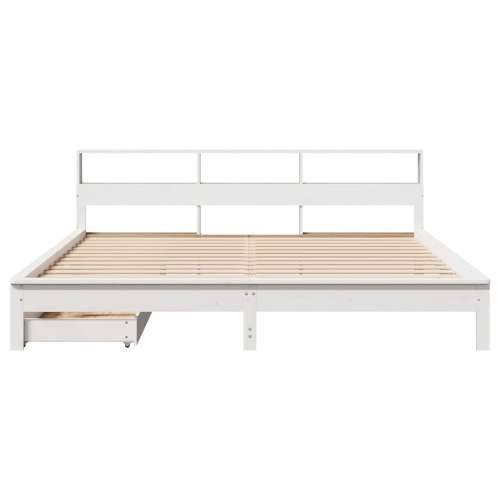 Krevet s regalom z knjige bez madraca bijeli 180x200cm borovina - Bijela 180 x 200 cm Cijena