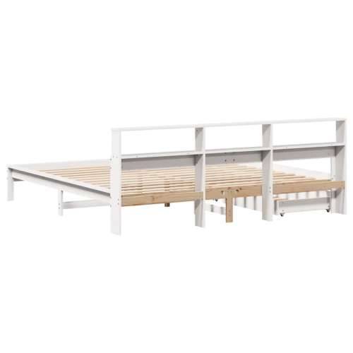 Krevet s regalom z knjige bez madraca bijeli 180x200cm borovina - Bijela 180 x 200 cm Cijena