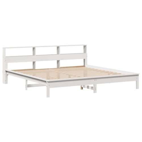 Krevet s regalom z knjige bez madraca bijeli 180x200cm borovina - Bijela 180 x 200 cm Cijena