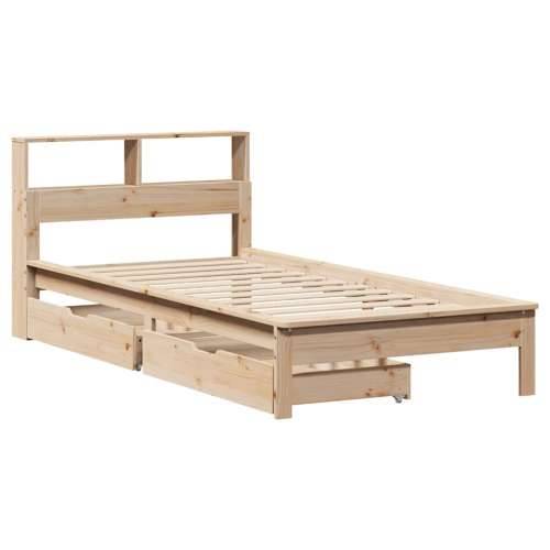 Krevet s regalom za knjige bez madraca 100 x 200 cm od borovine - Prirodna 100 x 200 cm Cijena