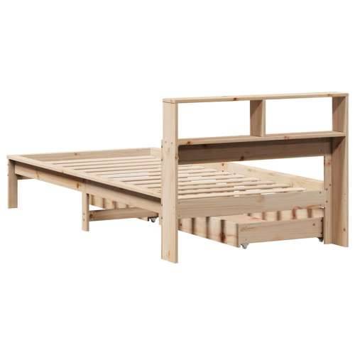 Krevet s regalom za knjige bez madraca 100 x 200 cm od borovine - Prirodna 100 x 200 cm Cijena
