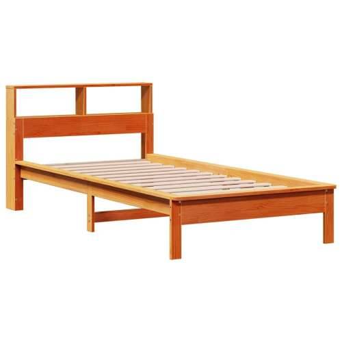 Krevet s regalom za knjige bez madraca 100 x 200 cm od borovine - Voštano smeđa 100 x 200 cm Cijena