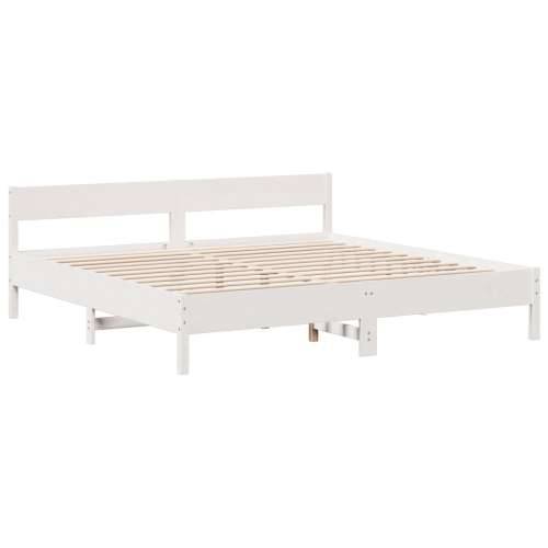 Krevet s regalom z knjige bez madraca bijeli 200x200cm borovina - Bijela 200 x 200 cm Cijena