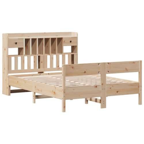 Krevet s regalom za knjige bez madraca 135x190 cm od borovine - Prirodna 135 x 190 cm Cijena