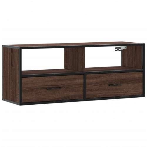 TV ormarić boja hrasta 100x31x39,5 cm konstruirano drvo i metal - Smeđi hrast 1 100 cm Cijena