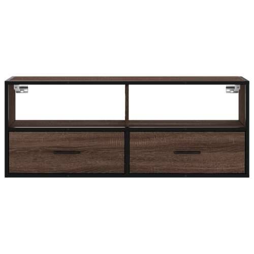 TV ormarić boja hrasta 100x31x39,5 cm konstruirano drvo i metal - Smeđi hrast 1 100 cm Cijena