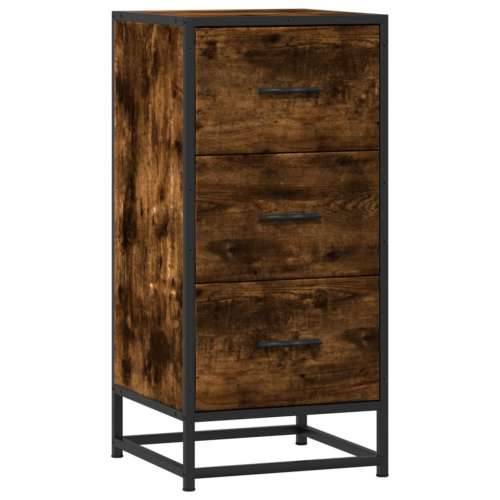 Komoda boja hrasta 35,5x35x76 cm konstruirano drvo i metal - Dimljeni hrast 1 Cijena