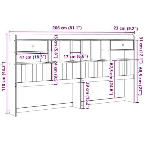 Uzglavlje sa spremištem bijeli 200 cm od masive borovine - Bijela 200 cm 1 Cijena
