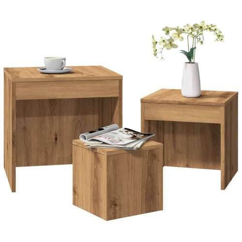 Uklapajući stolići boja hrasta artisan 3 kom konstruirano drvo - hrast artisan 3 Cijena