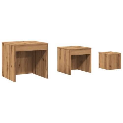 Uklapajući stolići boja hrasta artisan 3 kom konstruirano drvo - hrast artisan 3 Cijena