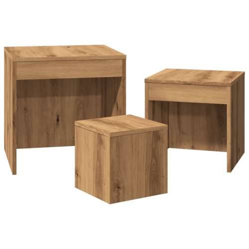 Uklapajući stolići boja hrasta artisan 3 kom konstruirano drvo - hrast artisan 3 Cijena