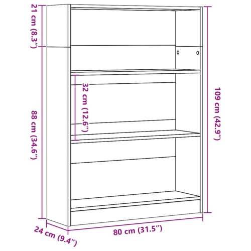 Regal za knjige boja hrasta 80x24x109 cm konstruirano drvo - Sivi hrast sonoma 1 109 cm 80 cm Cijena