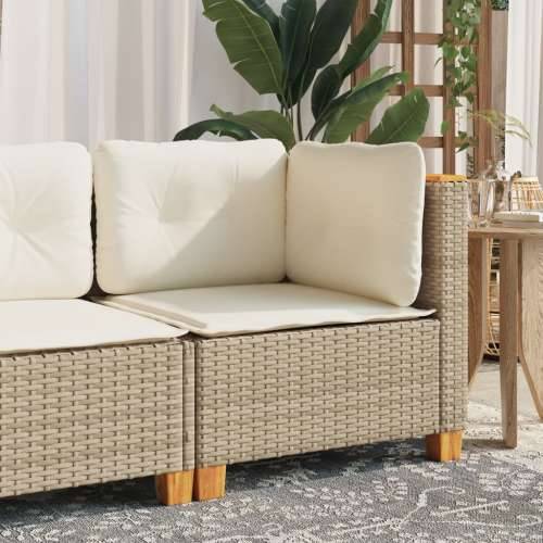 Kutna vrtna sofa s jastucima bež od poliratana - Bež 1 without carving Cijena