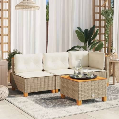 Kutna vrtna sofa s jastucima bež od poliratana - Bež 1 without carving Cijena