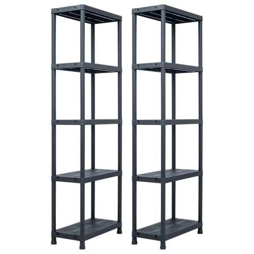 Stalci za pohranu 2 kom crni 125 kg 60 x 30 x 180 cm plastični - 60 x 30 x 180 cm 1 2 Cijena