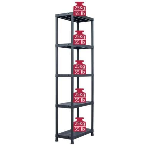 Stalci za pohranu 2 kom crni 125 kg 60 x 30 x 180 cm plastični - 60 x 30 x 180 cm 1 2 Cijena