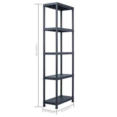 Stalci za pohranu 2 kom crni 125 kg 60 x 30 x 180 cm plastični - 60 x 30 x 180 cm 1 2 Cijena