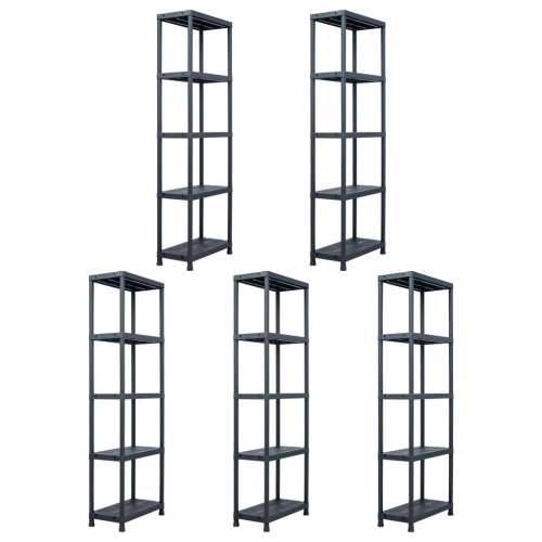 Stalci za pohranu 5 kom crni 125 kg 60 x 30 x 180 cm plastični - 60 x 30 x 180 cm 1 5 Cijena