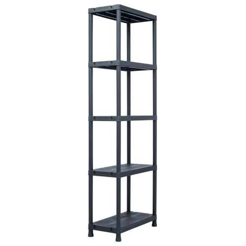 Stalci za pohranu 5 kom crni 125 kg 60 x 30 x 180 cm plastični - 60 x 30 x 180 cm 1 5 Cijena