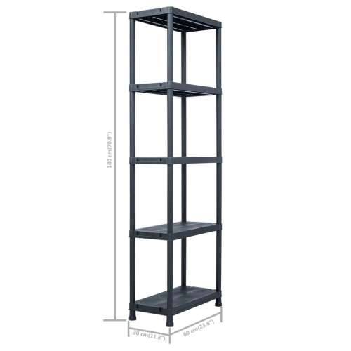 Stalci za pohranu 5 kom crni 125 kg 60 x 30 x 180 cm plastični - 60 x 30 x 180 cm 1 5 Cijena
