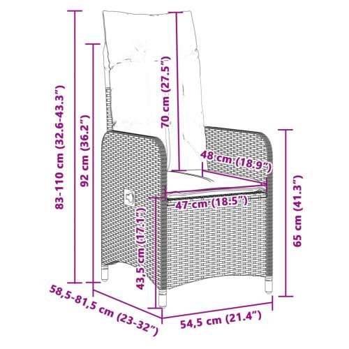 9-dijelni vrtni bistro set od poliratana s jastucima smeđi - 190 x 80 x 75 cm Sa naslonom za noge 8 Cijena