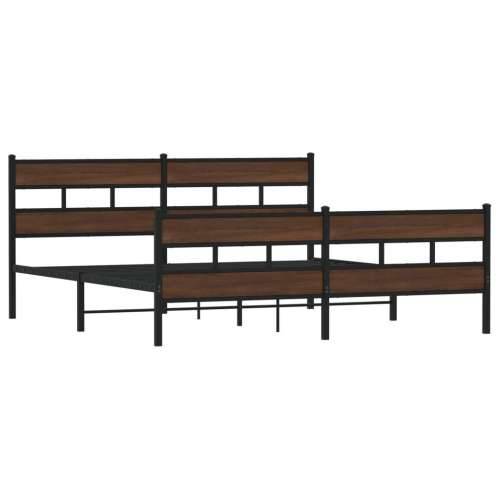 Metalni okvir kreveta bez madraca smeđa boja hrasta 180x200 cm Smeđi hrast 180 x 200 cm s uzglavljem i podnožjem Cijena