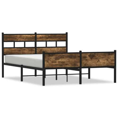 Metalni okvir kreveta bez madraca boja hrasta 160x200 cm - Dimljeni hrast 160 x 200 cm s uzglavljem i visokim podnožjem Cijena