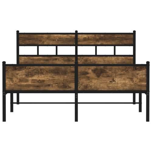 Metalni okvir kreveta bez madraca boja hrasta 160x200 cm - Dimljeni hrast 160 x 200 cm s uzglavljem i visokim podnožjem Cijena