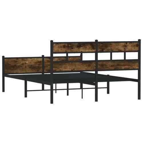 Metalni okvir kreveta bez madraca boja hrasta 160x200 cm - Dimljeni hrast 160 x 200 cm s uzglavljem i visokim podnožjem Cijena