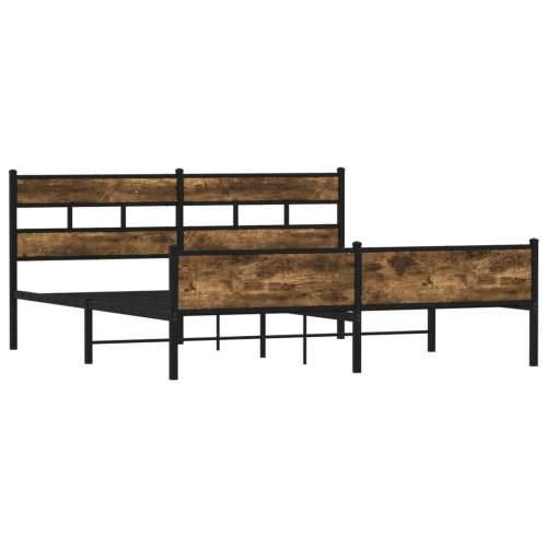 Metalni okvir kreveta bez madraca boja hrasta 183x213 cm - Dimljeni hrast 183 x 213 cm s uzglavljem i visokim podnožjem Cijena