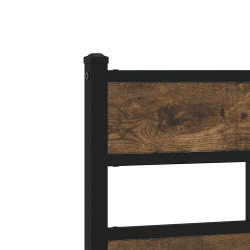 Metalni okvir kreveta bez madraca boja hrasta 183x213 cm - Dimljeni hrast 183 x 213 cm s uzglavljem i visokim podnožjem Cijena