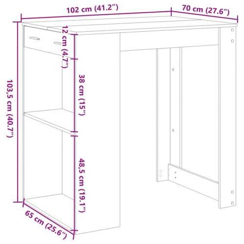 Barski stol boja hrasta 102 x 70 x 103,5 cm konstruirano drvo - Dimljeni hrast 1 Cijena