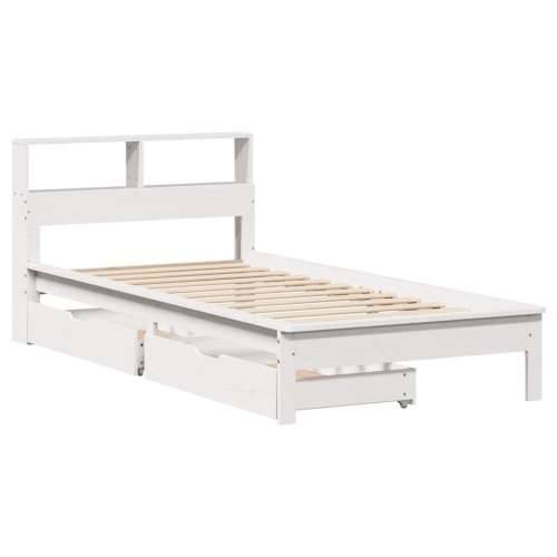 Krevet s regalom z knjige bez madraca bijeli 100x200cm borovina - Bijela 100 x 200 cm Cijena