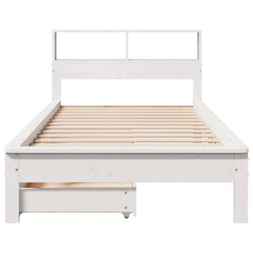 Krevet s regalom z knjige bez madraca bijeli 100x200cm borovina - Bijela 100 x 200 cm Cijena