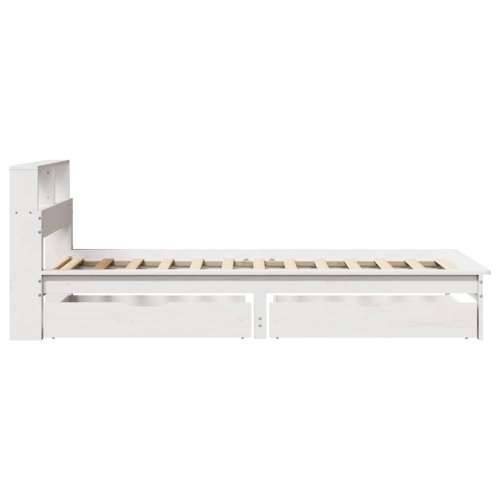 Krevet s regalom z knjige bez madraca bijeli 100x200cm borovina - Bijela 100 x 200 cm Cijena
