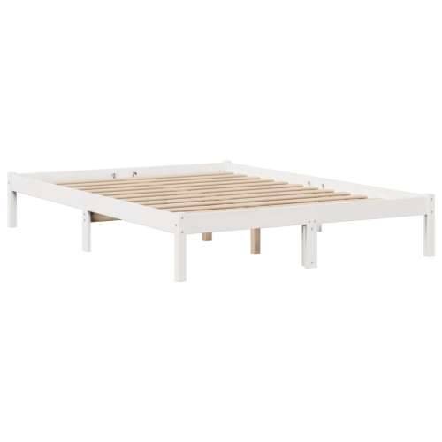 Krevet s regalom z knjige bez madraca bijeli 160x200cm borovina - Bijela 160 x 200 cm Cijena