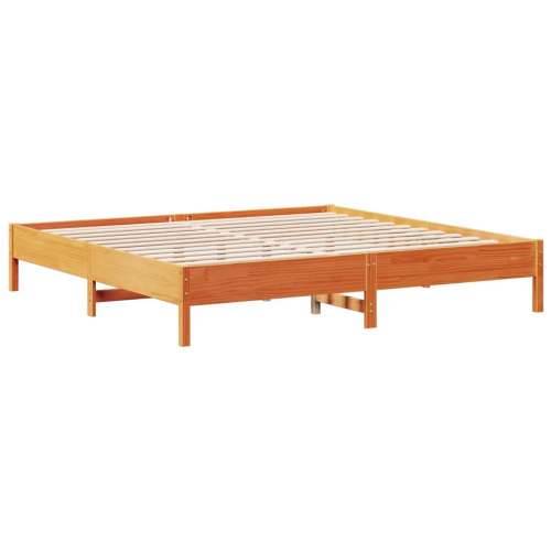 Krevet s regalom za knjige bez madraca 200x200 cm od borovine - Voštano smeđa 200 x 200 cm Cijena