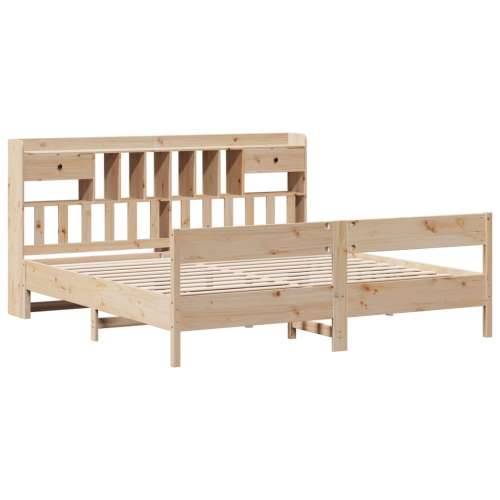 Krevet s regalom za knjige bez madraca 200 x 200 cm od borovine - Prirodna 200 x 200 cm Cijena