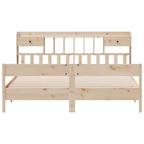 Krevet s regalom za knjige bez madraca 200 x 200 cm od borovine - Prirodna 200 x 200 cm Cijena