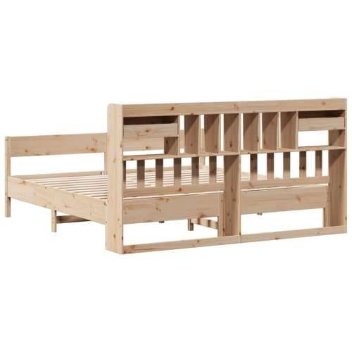Krevet s regalom za knjige bez madraca 200 x 200 cm od borovine - Prirodna 200 x 200 cm Cijena