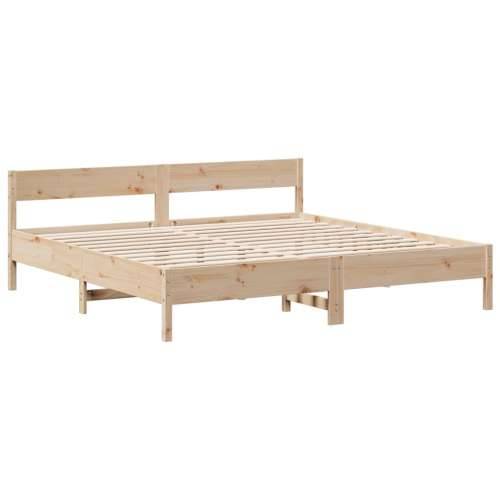 Krevet s regalom za knjige bez madraca 200 x 200 cm od borovine - Prirodna 200 x 200 cm Cijena