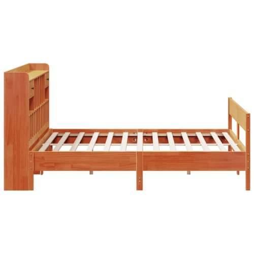 Krevet s regalom za knjige bez madraca 200x200 cm od borovine - Voštano smeđa 200 x 200 cm Cijena