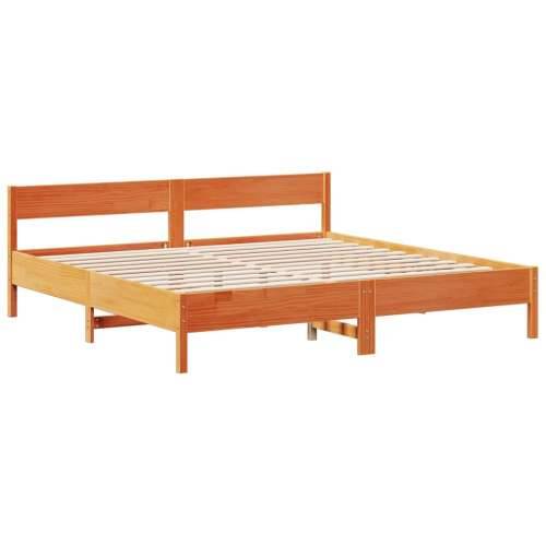 Krevet s regalom za knjige bez madraca 200x200 cm od borovine - Voštano smeđa 200 x 200 cm Cijena