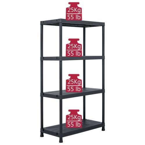 Stalak za pohranu crni 100 kg 60 x 30 x 138 cm plastični - 60 x 30 x 138 cm 1 Cijena