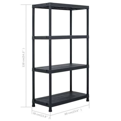 Stalak za pohranu crni 100 kg 60 x 30 x 138 cm plastični - 60 x 30 x 138 cm 1 Cijena