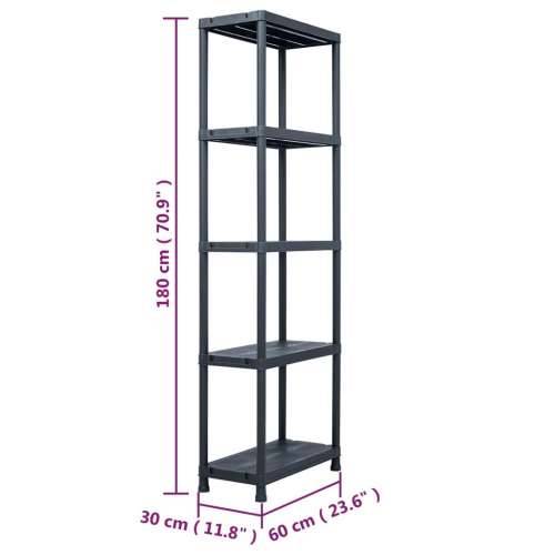 Stalak za pohranu crni 125 kg 60 x 30 x 180 cm plastični - 60 x 30 x 180 cm 1 Cijena