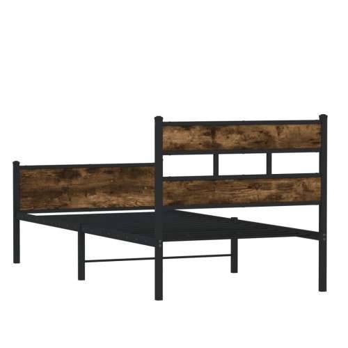Okvir kreveta bez madraca dimljena boja hrasta 80x200 cm drveni Dimljeni hrast 80 x 200 cm s uzglavljem i visokim podnožjem Cijena