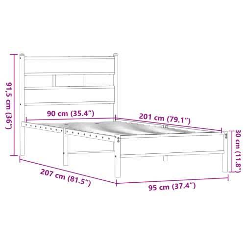 Okvir kreveta bez madraca smeđa boja hrasta 90 x 200 cm drveni - Smeđi hrast 90 x 200 cm s uzglavljem i niskim podnožjem Cijena
