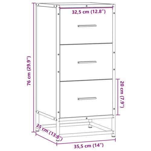 Komoda boja hrasta sonome 35,5x35x76 cm konstruirano drvo metal - Sivi hrast sonoma 1 Cijena